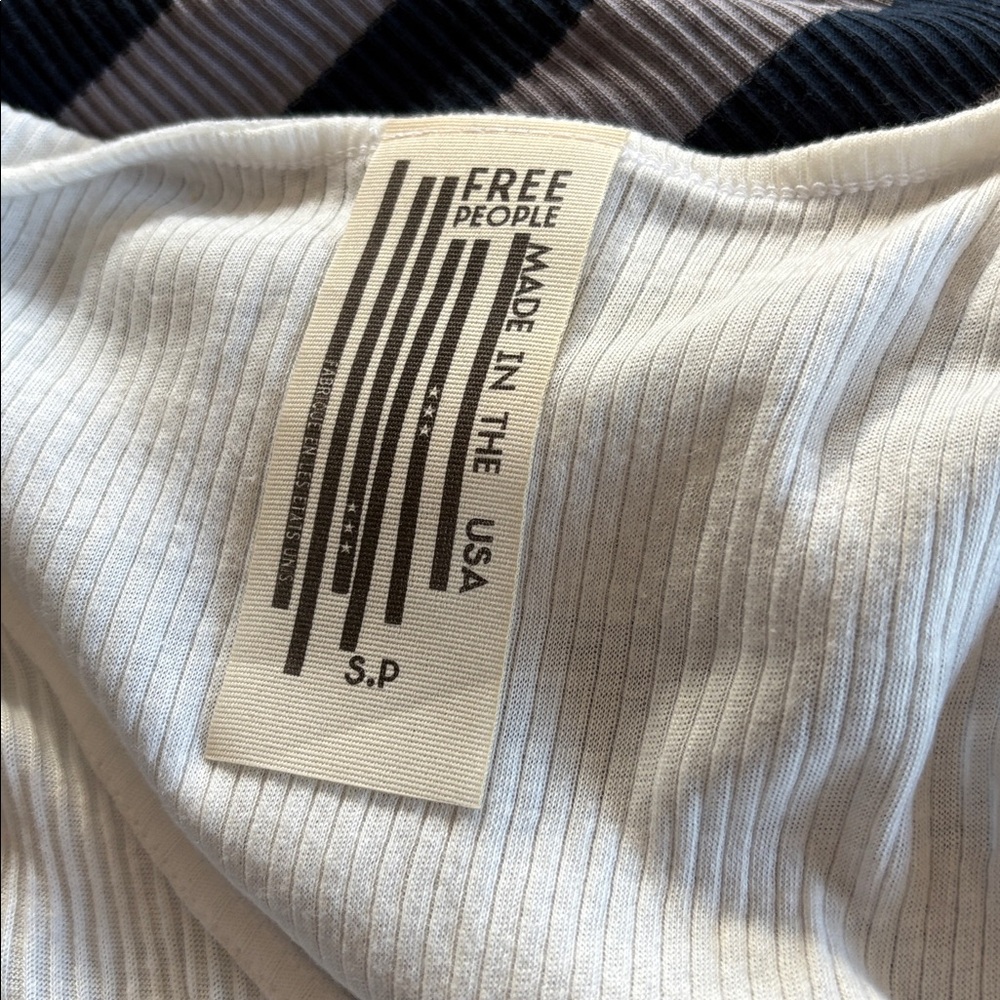 Free People Blue Striped Sleeveless Raw Edge Top S - Picture 5 of 7